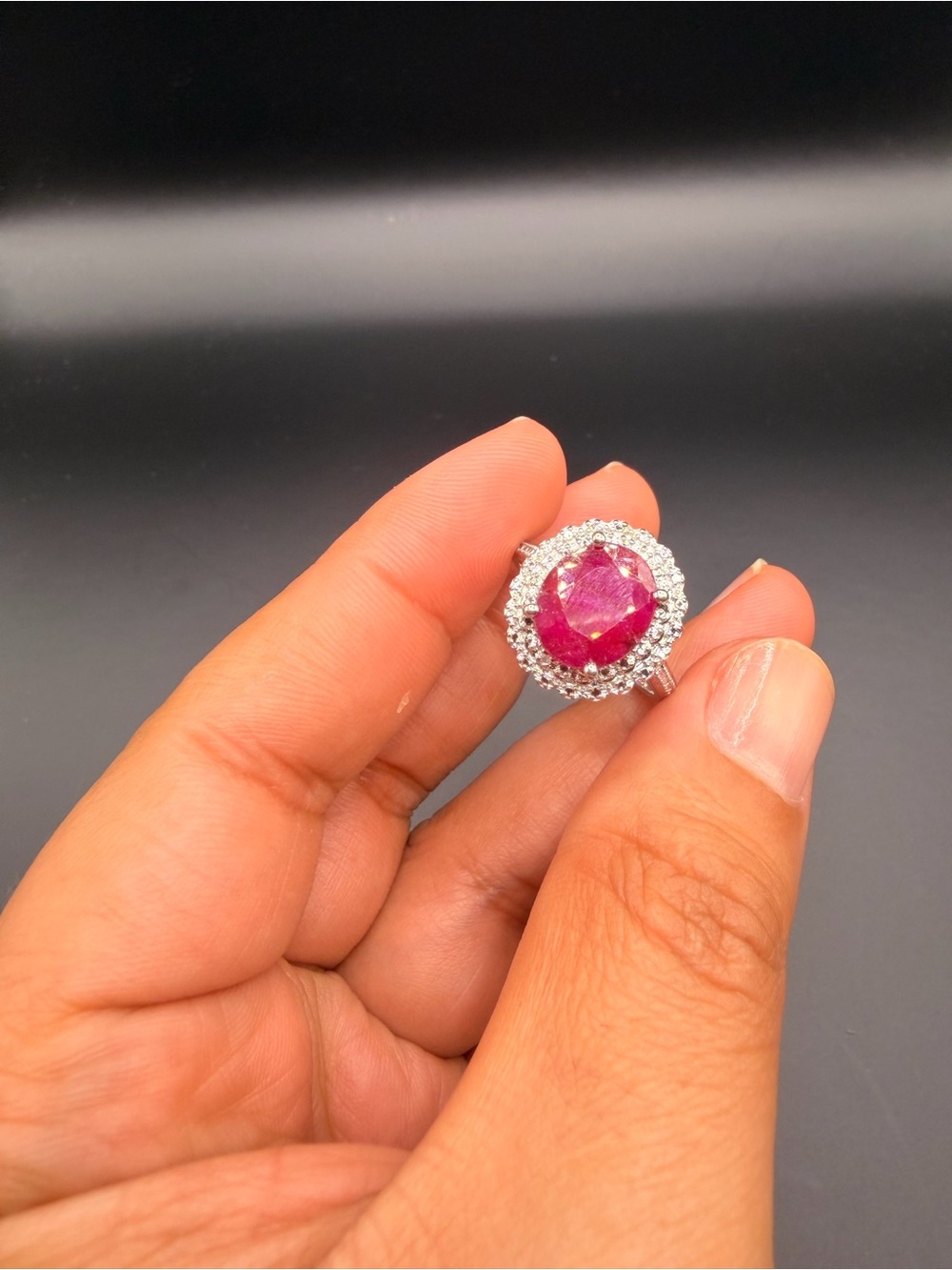 925 Sterling Silver 4.50 Ct Ruby Ring Size 9